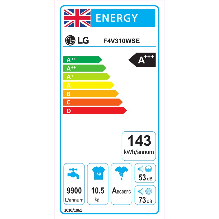 LG 10.5kg 1400rpm Freestanding Washing Machine - White
