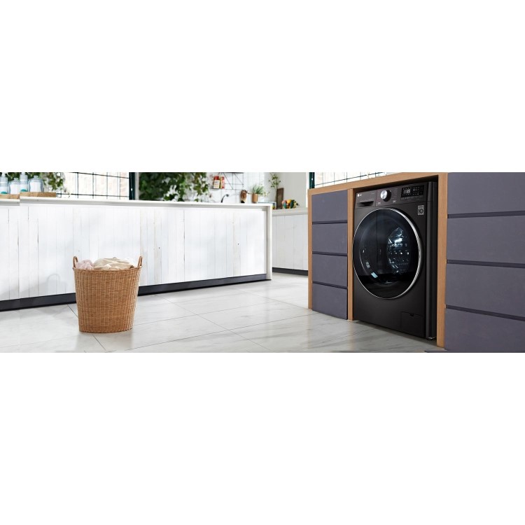 LG F4V909BTS 9kg 1400rpm AI DD Freestanding Washing Machine With TurboWash 360 & Steam - Black Steel