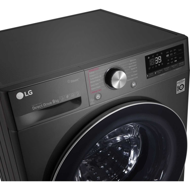 LG F4V909BTS 9kg 1400rpm AI DD Freestanding Washing Machine With TurboWash 360 & Steam - Black Steel