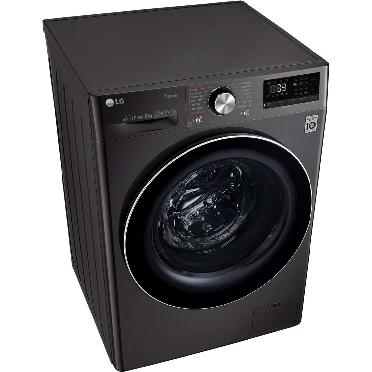 LG F4V909BTS 9kg 1400rpm AI DD Freestanding Washing Machine With TurboWash 360 & Steam - Black Steel
