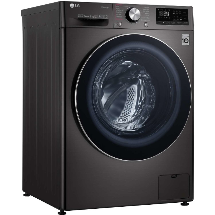 LG F4V909BTS 9kg 1400rpm AI DD Freestanding Washing Machine With TurboWash 360 & Steam - Black Steel