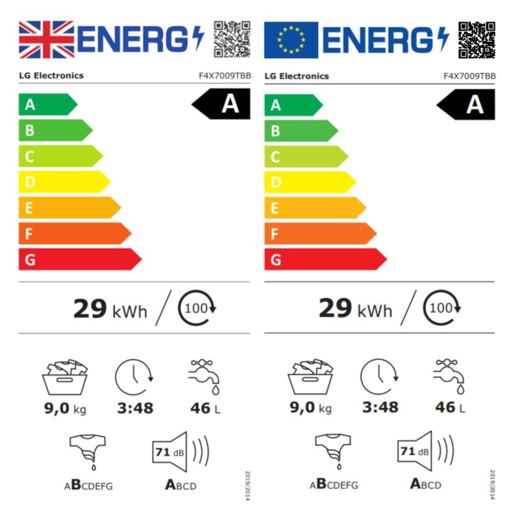 LG VX70 Series 9kg 1400rpm Washing Machine - Black
