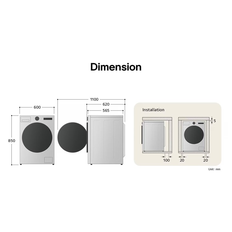 LG F4Y510WBLN 10kg 1400rpm Washing Machine - White