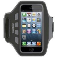 GRADE A1 - Belkin Neoprene Slim EaseFit Armband for iPhone 5 in Black/Grey