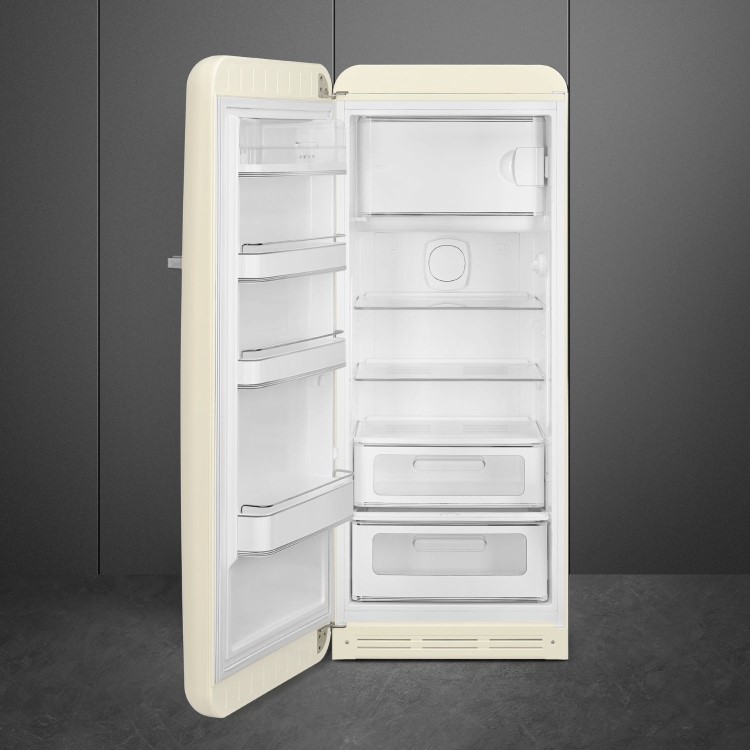 Smeg 244 Litre Fifties Style Left Hand Hinge Freestanding Fridge With Ice Box – Cream