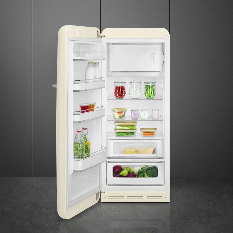 Smeg 244 Litre Fifties Style Left Hand Hinge Freestanding Fridge With Ice Box – Cream