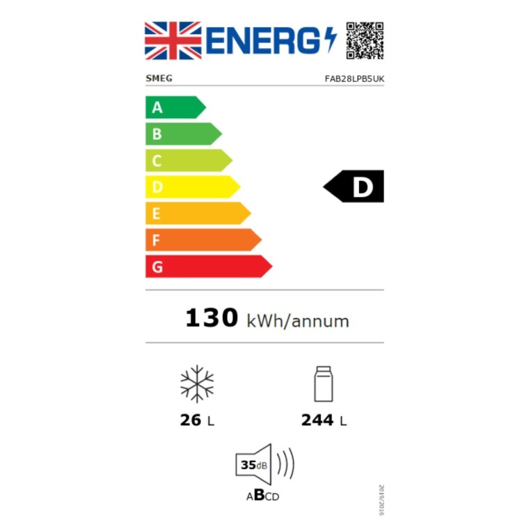 Smeg 244 Litre Fifties Style Left Hand Hinge Fridge with Icebox - Pastel Blue