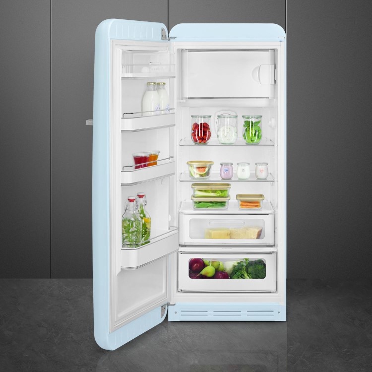 Smeg 244 Litre Fifties Style Left Hand Hinge Fridge with Icebox - Pastel Blue