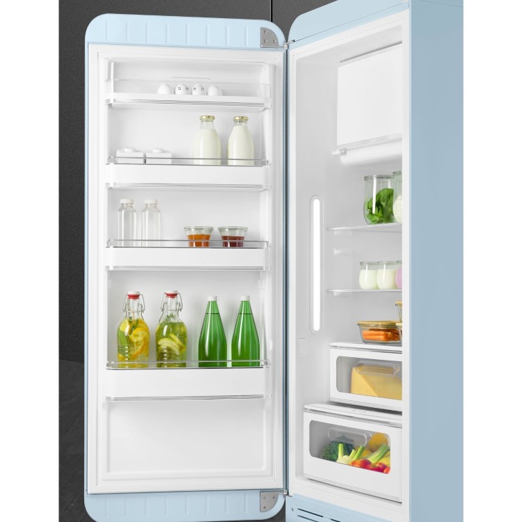 Smeg 244 Litre Fifties Style Left Hand Hinge Fridge with Icebox - Pastel Blue
