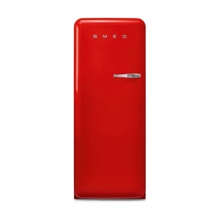 Smeg 244 Litre Fifties Style Left Hand Hinge Freestanding Fridge With Ice Box – Red
