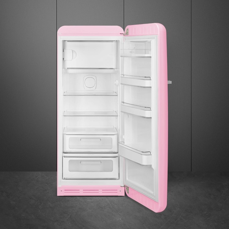 Smeg 244 Litre Fifties Style Right Hand Hinge Freestanding Fridge With Ice Box – Pink