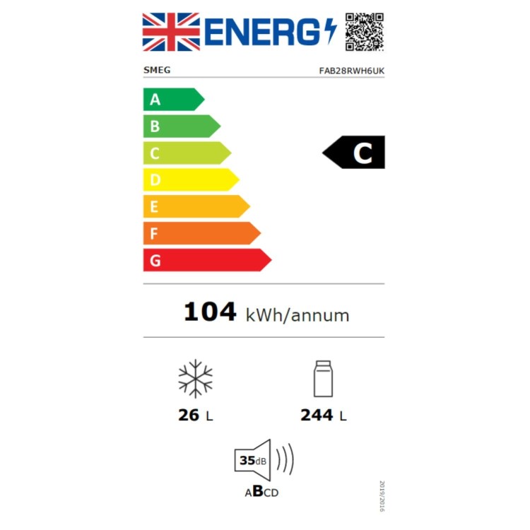 Smeg 244 Litre Fifties Style Right Hand Hinge Freestanding Fridge With Ice Box – White