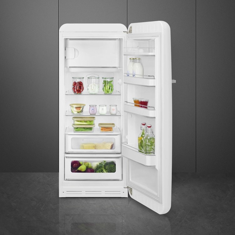 Smeg 244 Litre Fifties Style Right Hand Hinge Fridge with Icebox - White