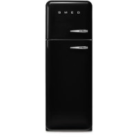 Smeg 294 Litre Fifties Style Left Hand Hinge Top Mount Fridge Freezer - Black