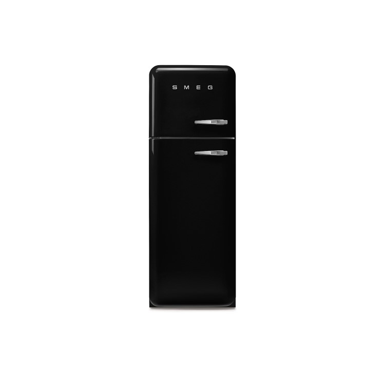 Smeg 294 Litre Fifties Style Left Hand Hinge Top Mount Fridge Freezer - Black