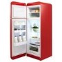 Smeg 294 Litre Fifties Style Left Hand Hinge Top Mount Fridge Freezer - Red
