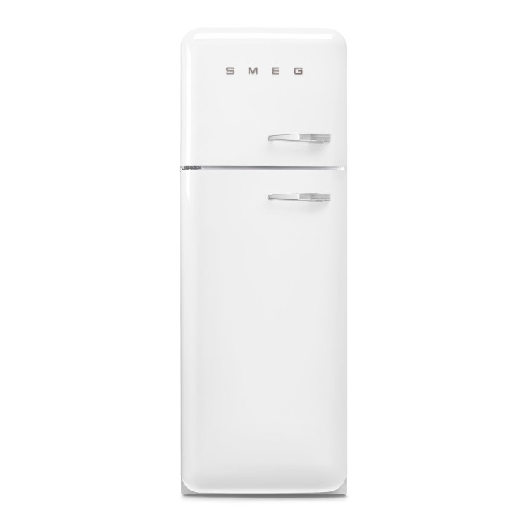 Smeg 294 Litre Fifties Style Left Hand Hinge 70/30 Fridge over No Frost Freezer - White