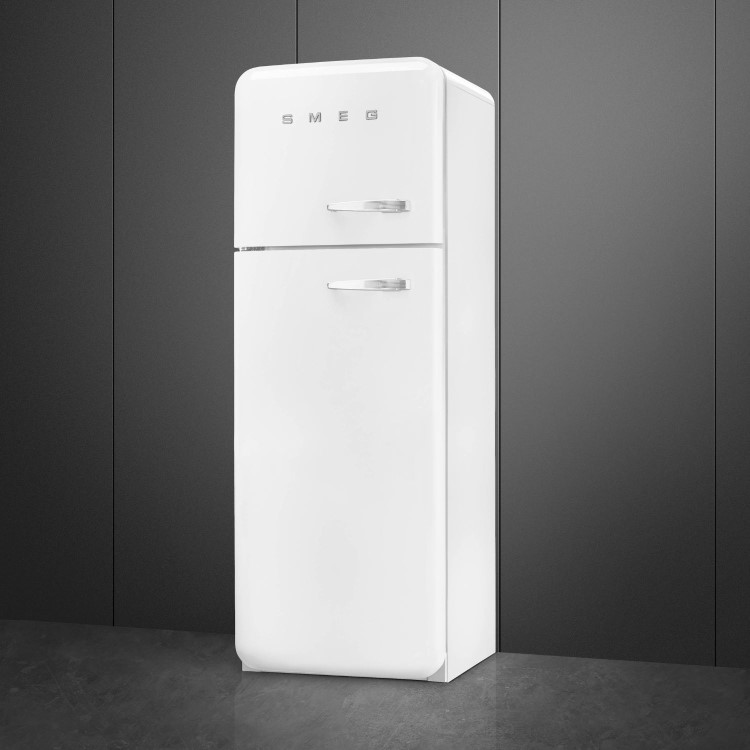 Smeg 294 Litre Fifties Style Left Hand Hinge 70/30 Fridge over No Frost Freezer - White