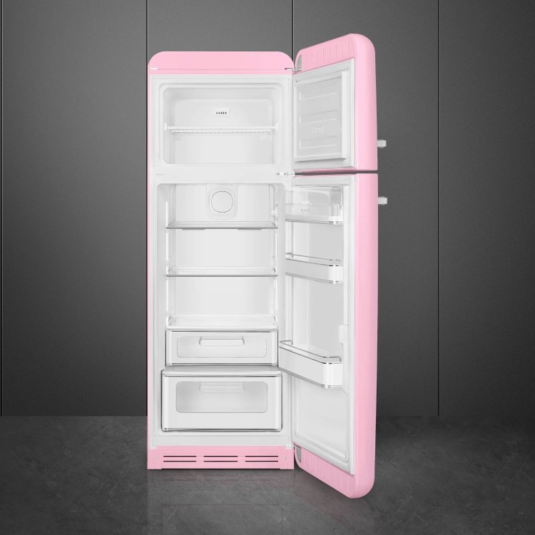 Smeg 294 Litre Fifties Style Right Hand Hinge 70/30 Fridge Freezer - Pink