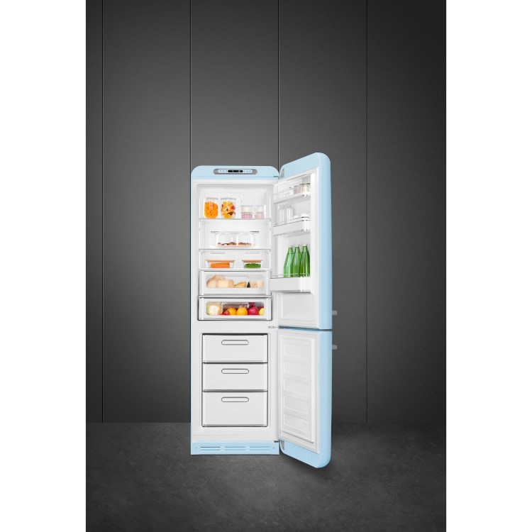 Refurbished Smeg 331 Litre Fifties Style Right Hand Hinge 70/30 Fridge Freezer - Pastel Blue