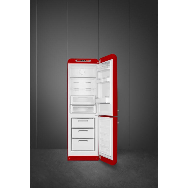 Smeg 331 Litre Fifties Style Left Right Hinge 60/40 Freestanding Fridge Freezer - Red