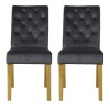 Faith Charcoal Grey Pair of Velvet Dining Chairs with Oak Legs