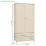 Farley 2 Door 3 Drawer Combi Wardrobe in Ivory/Cream