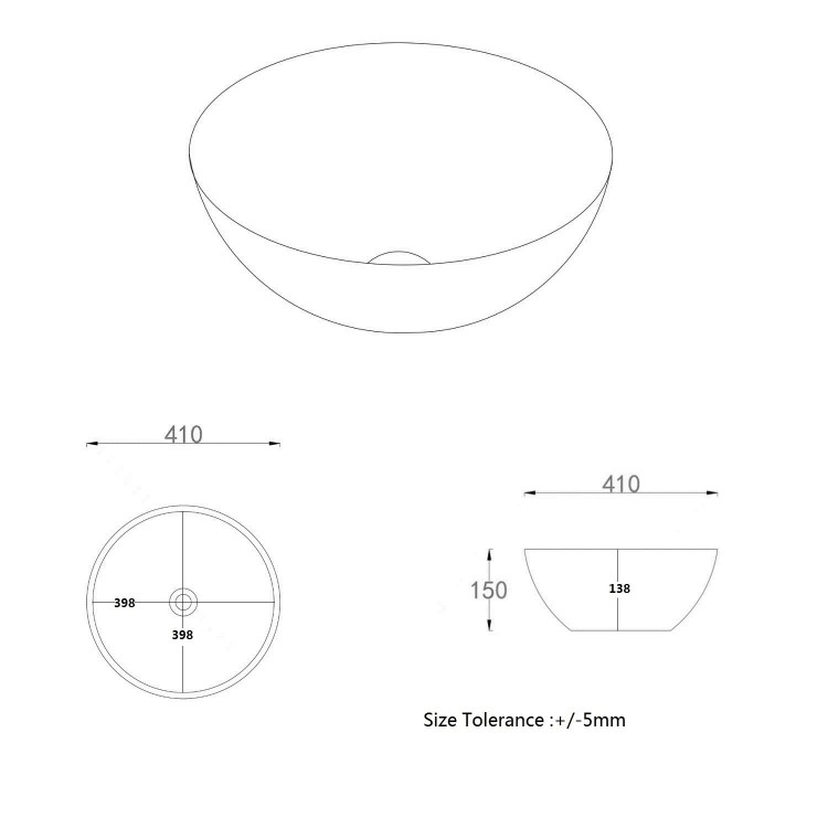 ONLY OPENED - Beige Unglazed Round Countertop Basin 410mm - Fawn 