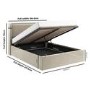 Beige Velvet King Size Ottoman Bed with Cushioned Headboard - Frida