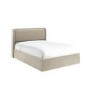 Beige Velvet King Size Ottoman Bed with Cushioned Headboard - Frida