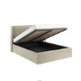 Beige Velvet King Size Ottoman Bed with Cushioned Headboard - Frida