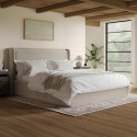 FDA001SK Beige Velvet Super King Ottoman Bed with Cushioned Headboard - Frida