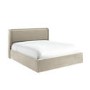 Beige Velvet Super King Ottoman Bed with Cushioned Headboard - Frida