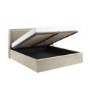 Beige Velvet Super King Ottoman Bed with Cushioned Headboard - Frida