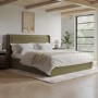 Moss Green Velvet Super King Ottoman Bed with Cushioned Headboard - Frida