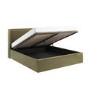 Moss Green Velvet Super King Ottoman Bed with Cushioned Headboard - Frida