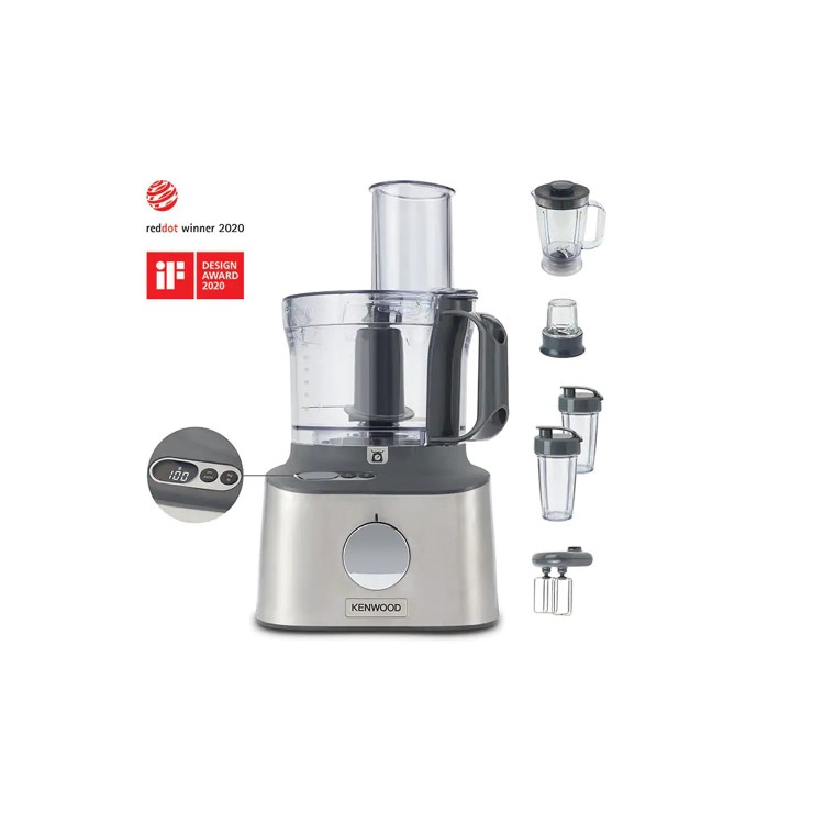 Kenwood MultiPro Compact+ 5-in-1 Food Processor with Blender and Built-In Scales - Stainless Steel