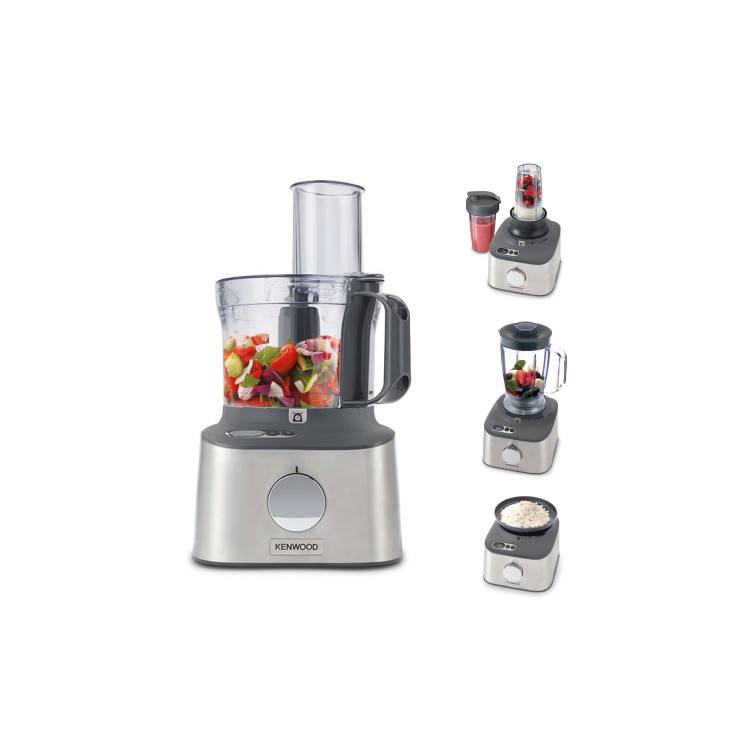 Kenwood MultiPro Compact+ 5-in-1 Food Processor with Blender and Built-In Scales - Stainless Steel