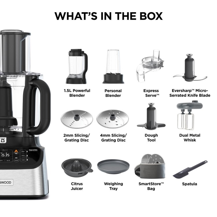 Kenwood FDM73.850.SS MultiPro Compact Food Processor & Smoothie Blender – Silver