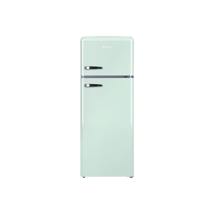 Amica FDR2213DEB 144x55cm 208L Freestanding Top Mount Fridge Freezer - Mint Green