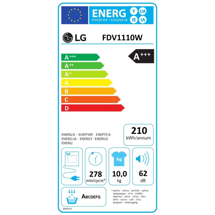 LG Dual Dry&#153; 10Kg Heat Pump Tumble Dryer - White