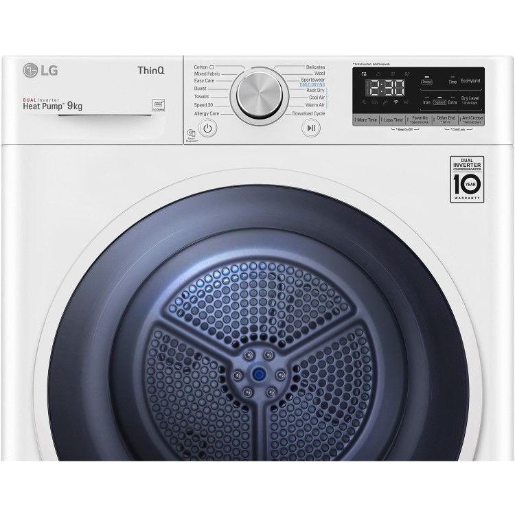 Refurbished LG FDV309W Freestanding Heat Pump 9KG Tumble Dryer White