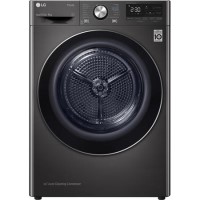 Refurbished LG EcoHybrid FDV909B Freestanding Heat Pump 9KG Tumble Dryer Black Steel