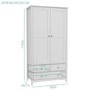 Fenton 2 Door 3 Drawer Combi Wardrobe in Light Grey
