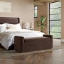 Chocolate Brown Velvet Ottoman Storage Blanket Box with Dark Wood Plinth - Fern