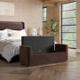 Chocolate Brown Velvet Ottoman Storage Blanket Box with Dark Wood Plinth - Fern
