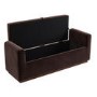 Chocolate Brown Velvet Ottoman Storage Blanket Box with Dark Wood Plinth - Fern