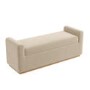 Beige Upholstered Ottoman Storage Blanket Box with Oak Wood Plinth - Fern