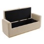 Beige Upholstered Ottoman Storage Blanket Box with Oak Wood Plinth - Fern