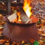 Fallen Fruits Rust Round Fire Pit Bowl with Square Stand